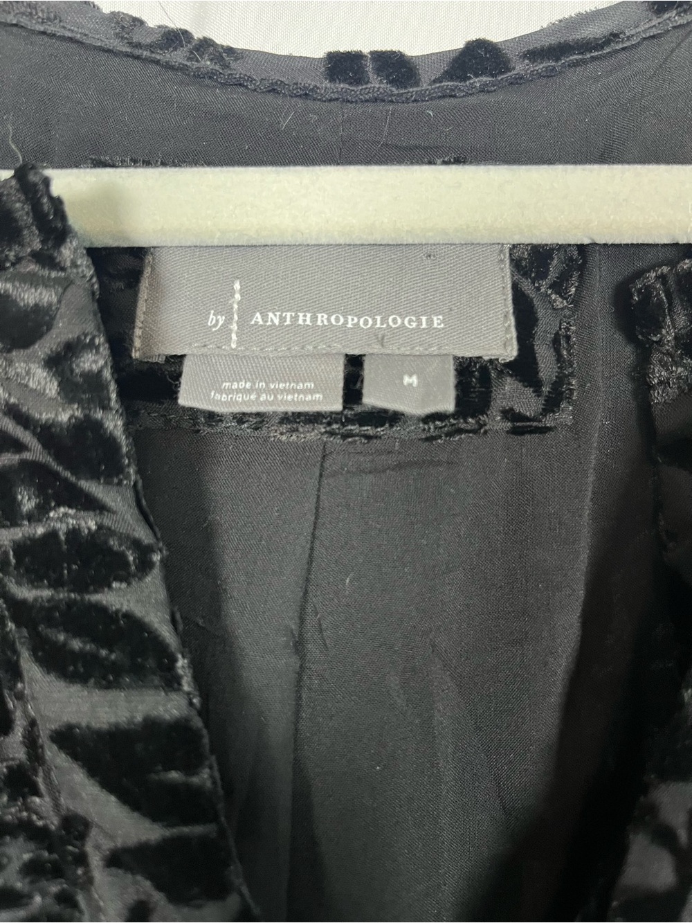 Anthropologie somserset mini dress black floral velvet smocked waist sz m - Picture 5 of 8